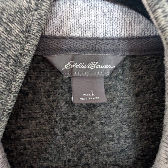 Eddie Bauer Fleece Lined Heather Grey Men's Zip Up Vest SZ L Outdoors Hiking - Picture 2 of 8